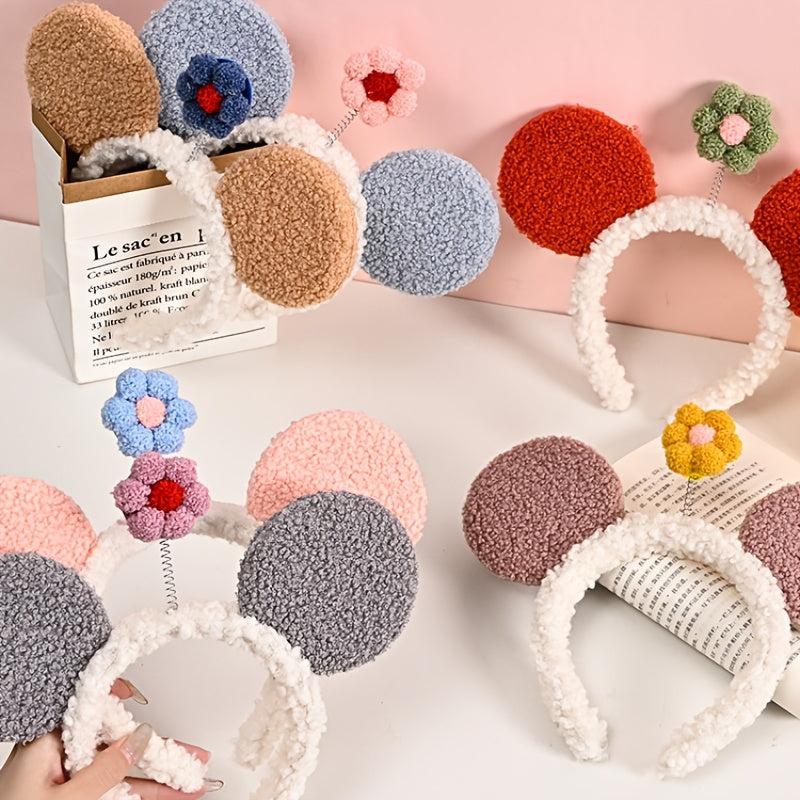 Mouse Ears Headband Flower Hair Hoops for Party Makeup