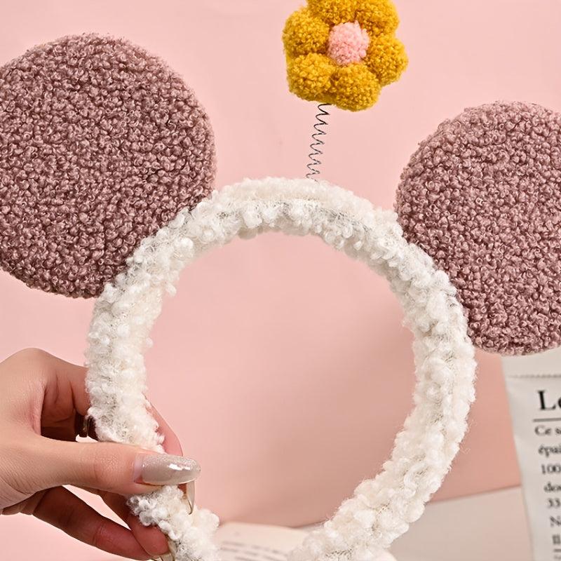 Mouse Ears Headband Flower Hair Hoops for Party Makeup