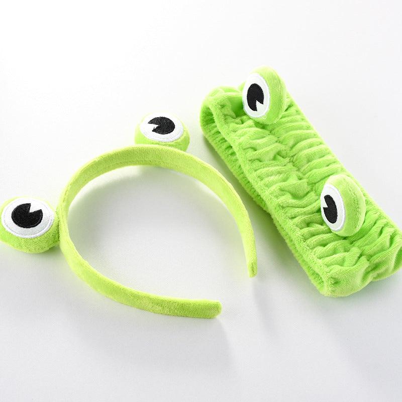 Frog Women's Hair Band Cartoon Animals Hair Hoop Green Elastic Wide Headband