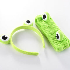 Frog Women's Hair Band Cartoon Animals Hair Hoop Green Elastic Wide Headband