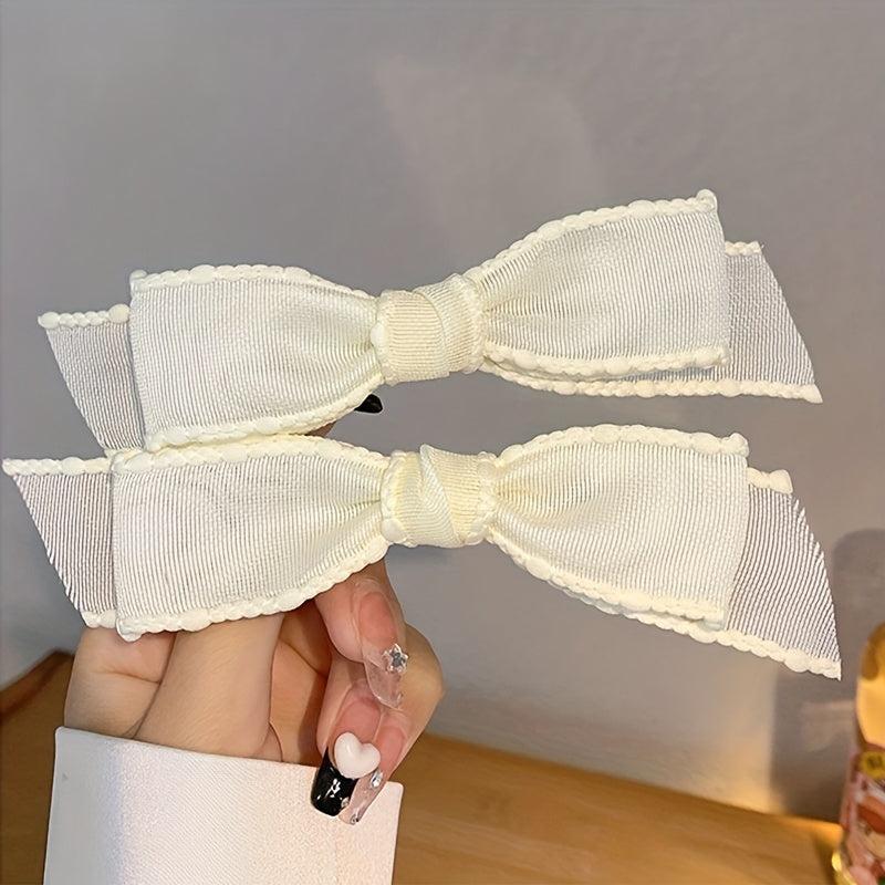Beige Bow Hair Clip Fabric Bowknot Hair Clip