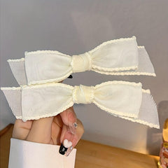 Beige Bow Hair Clip Fabric Bowknot Hair Clip