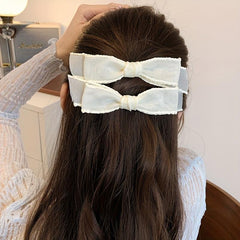 Beige Bow Hair Clip Fabric Bowknot Hair Clip