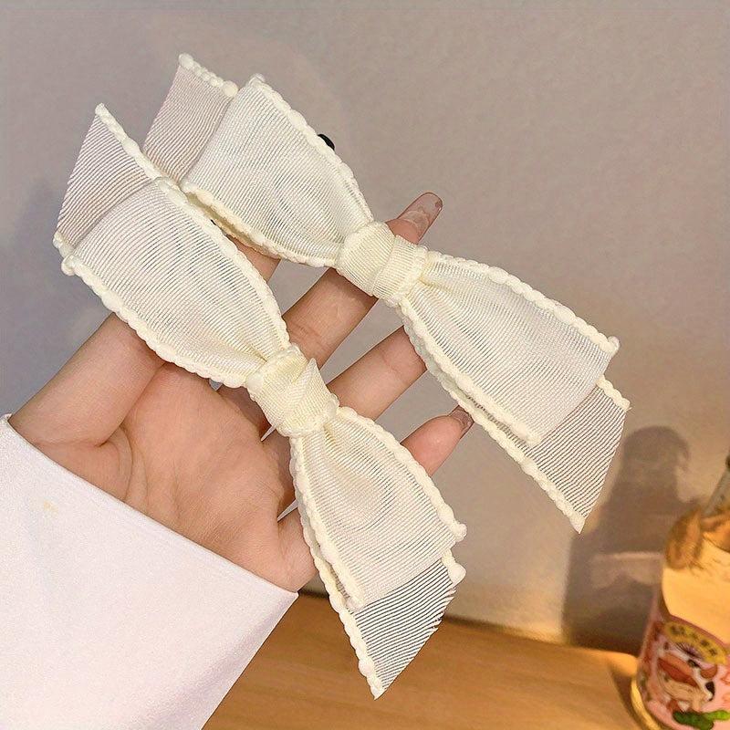 Beige Bow Hair Clip Fabric Bowknot Hair Clip