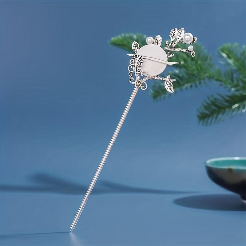 Moon Hairpin Chinese Style Faux Pearl Hair Stick Cheongsam Accessories