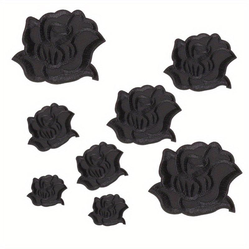 8pcs Rose Embroidered Patches Iron On Stickers DIY Accessories