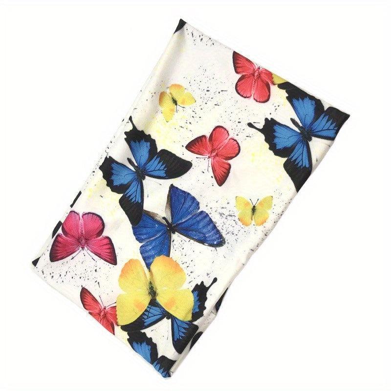 Boho Butterfly Print Headband Stretch Turban Headwear Wide Brimmed