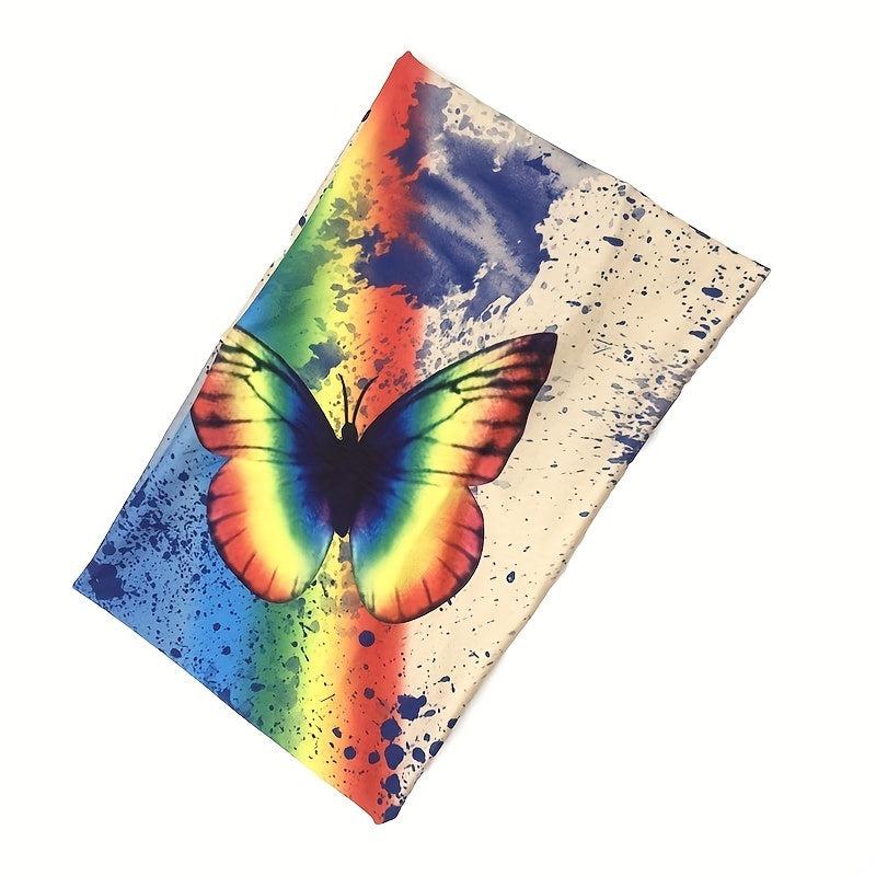 Boho Butterfly Print Headband Stretch Turban Headwear Wide Brimmed