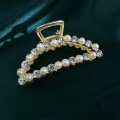 Faux Pearl Rhinestone Metal Hair Claw Clip Strong Hold Grip Jaw Clip
