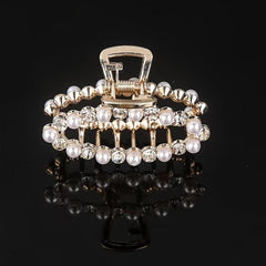 Faux Pearl Rhinestone Metal Hair Claw Clip Strong Hold Grip Jaw Clip