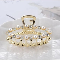Faux Pearl Rhinestone Metal Hair Claw Clip Strong Hold Grip Jaw Clip