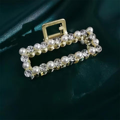 Faux Pearl Rhinestone Metal Hair Claw Clip Strong Hold Grip Jaw Clip
