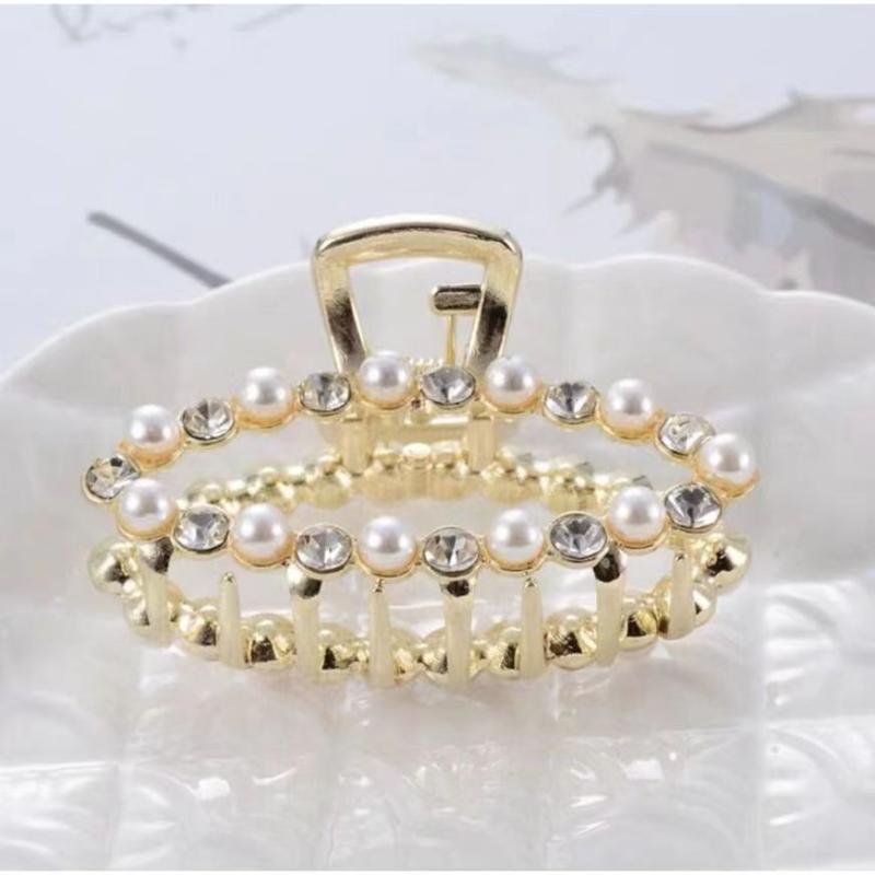 Faux Pearl Rhinestone Metal Hair Claw Clip Strong Hold Grip Jaw Clip