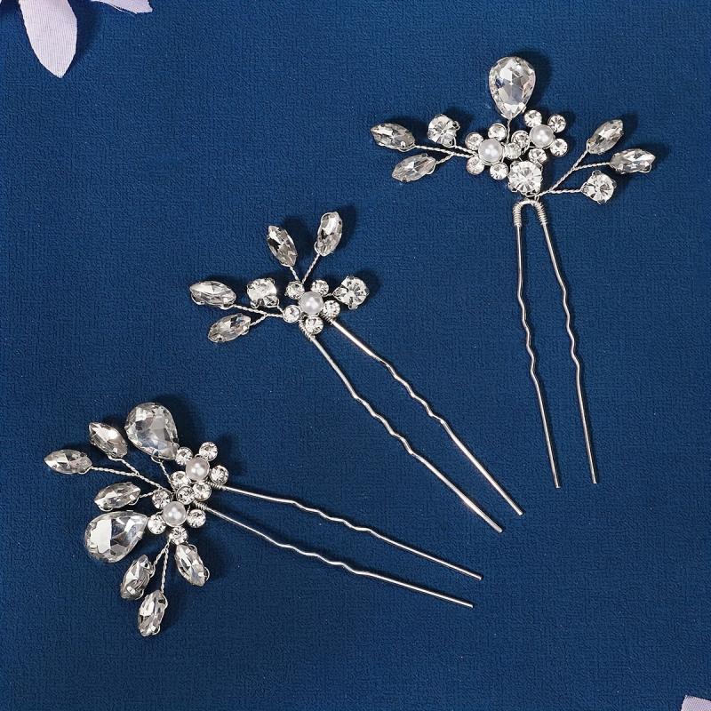 Crystal U Shaped Hairpin Bridal Head Jewelry
