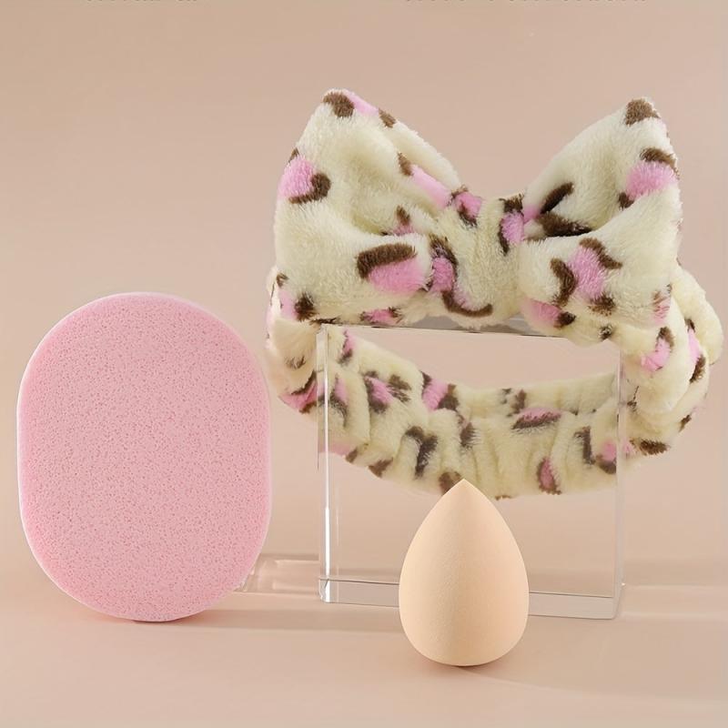 Soft Reusable Makeup Tool Set with Headband, Face Washing Puff, Makeup Sponge