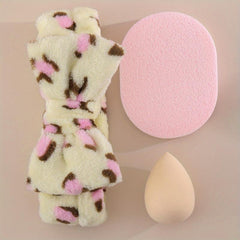 Soft Reusable Makeup Tool Set with Headband, Face Washing Puff, Makeup Sponge