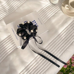 Faux Pearl Scrunchie Hair Tie Solid Hair Rope Head Jewelry