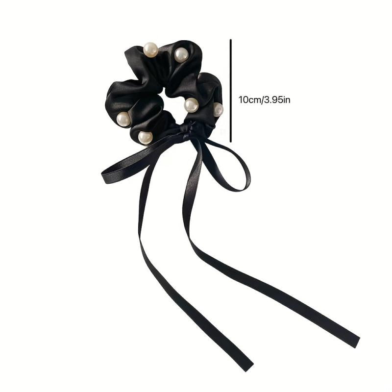 Faux Pearl Scrunchie Hair Tie Solid Hair Rope Head Jewelry