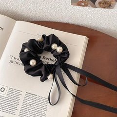 Faux Pearl Scrunchie Hair Tie Solid Hair Rope Head Jewelry