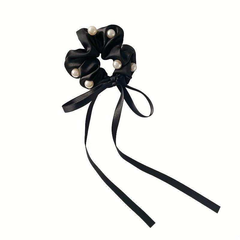 Faux Pearl Scrunchie Hair Tie Solid Hair Rope Head Jewelry