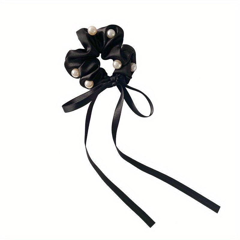 Faux Pearl Scrunchie Hair Tie Solid Hair Rope Head Jewelry