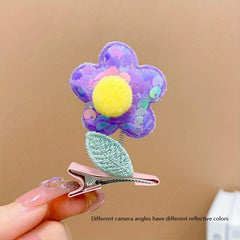 Sequin Flower Hair Clip Baby Girls Hair Clip With Coli Spring Duck Billed Clip