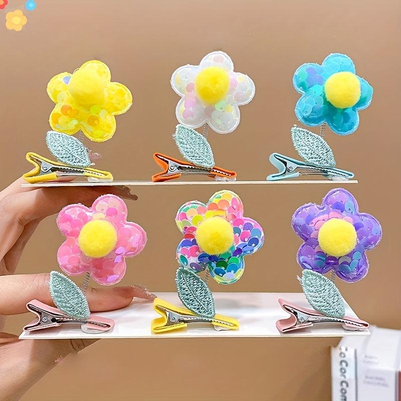 Sequin Flower Hair Clip Baby Girls Hair Clip With Coli Spring Duck Billed Clip