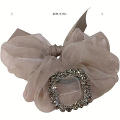 Rhinestone Organza Rubber Band Hair Tie Large Scrunchie Hair Accessories