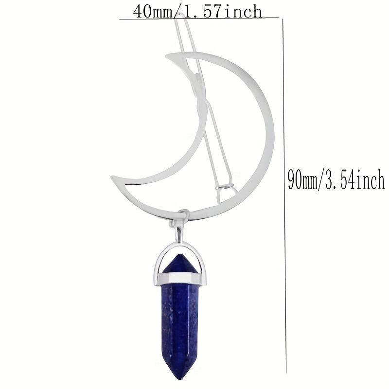 Moon Shape Hair Clip Stone Pillar Pendant Side Clip Head Jewelry
