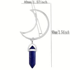 Moon Shape Hair Clip Stone Pillar Pendant Side Clip Head Jewelry