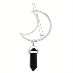 Moon Shape Hair Clip Stone Pillar Pendant Side Clip Head Jewelry