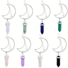 Moon Shape Hair Clip Stone Pillar Pendant Side Clip Head Jewelry