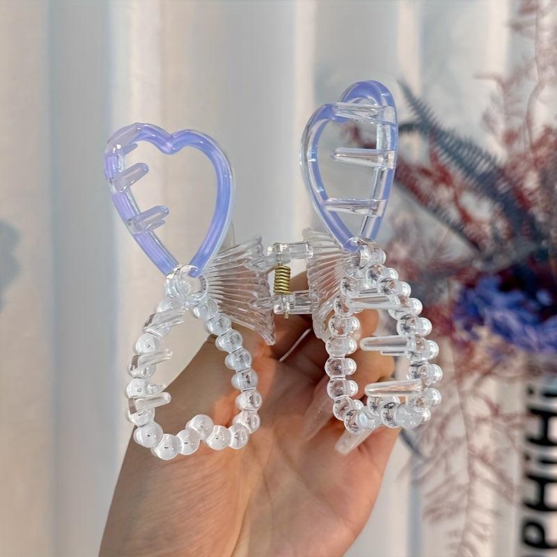 Faux Pearl Hair Claw Hollow Bow Shaped Ponytail Holder