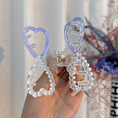 Faux Pearl Hair Claw Hollow Bow Shaped Ponytail Holder