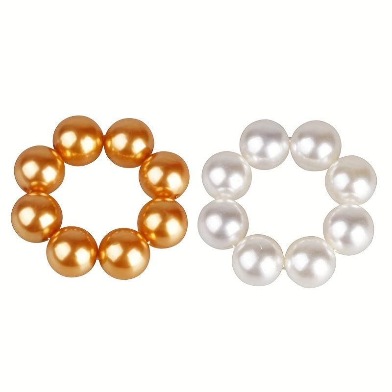 Faux Pearl Hair Tie Ponytail Rope Head Jewelry for Women