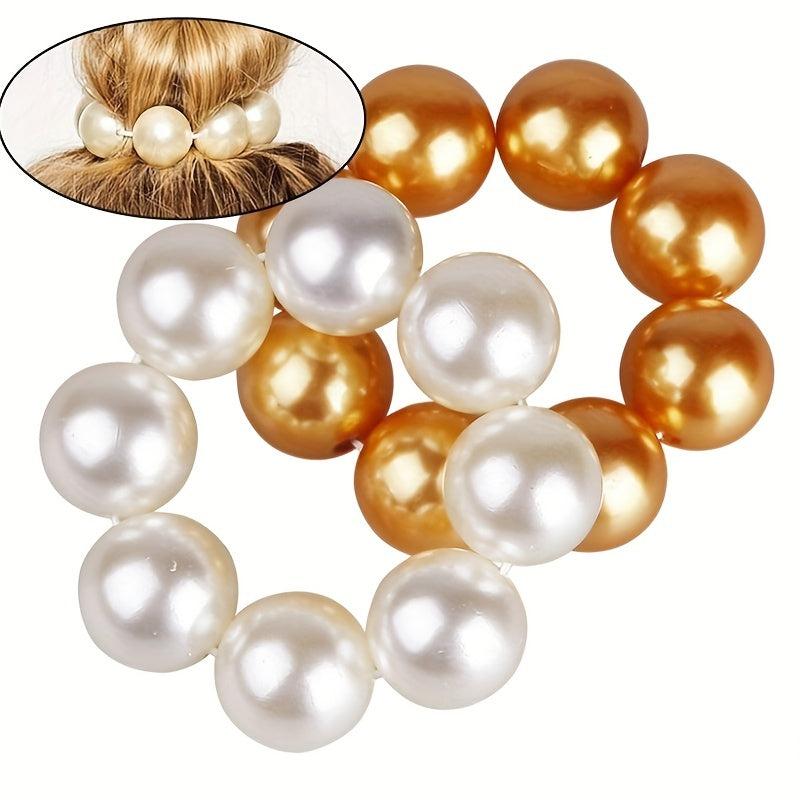 Faux Pearl Hair Tie Ponytail Rope Head Jewelry for Women