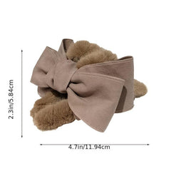 Large Bow Plush Faux Fur Hair Claw Non Slip