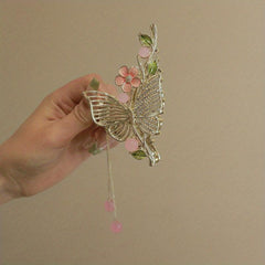 Butterfly Hair Claw with Faux Pearl Tassel Ponytail Holder