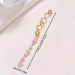 Braided Hair Ring Natural Stone Pendant Hair Ring Dreadlock Braid