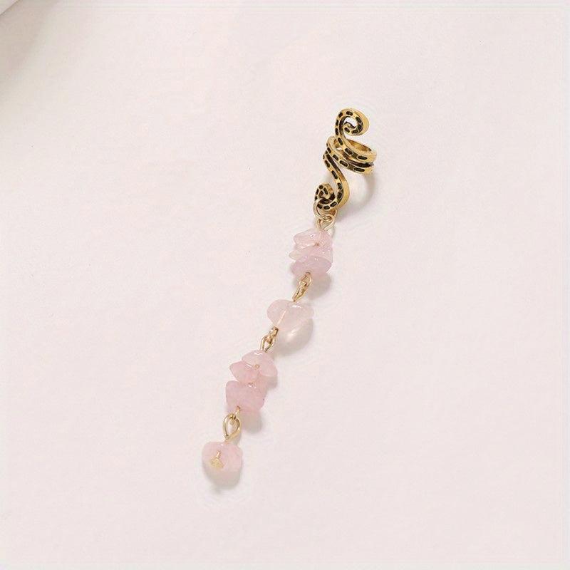 Braided Hair Ring Natural Stone Pendant Hair Ring Dreadlock Braid