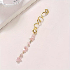 Braided Hair Ring Natural Stone Pendant Hair Ring Dreadlock Braid