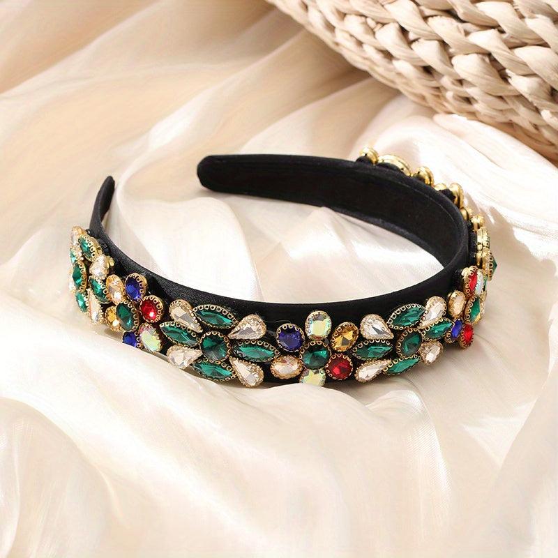 Baroque Style Rhinestone Hairband Wide Hair Accessories