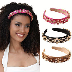 Baroque Style Rhinestone Hairband Wide Hair Accessories