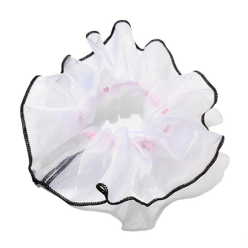 Organza Scrunchies Contrast Brim Hair Tie Sweet Hair Rope Elastic