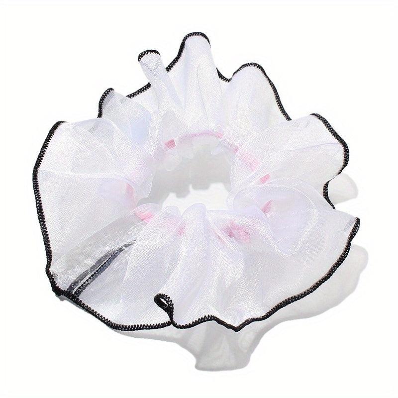 Organza Scrunchies Contrast Brim Hair Tie Sweet Hair Rope Elastic