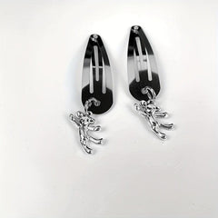 2pcs Y2K Snap Hair Clips Metal Pendant Hair Clips For Girls