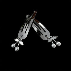 2pcs Y2K Snap Hair Clips Metal Pendant Hair Clips For Girls