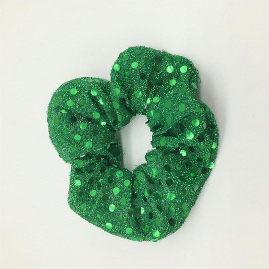Large Green Sequin Scrunchie Hair Tie Ponytail Holder