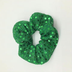 Large Green Sequin Scrunchie Hair Tie Ponytail Holder