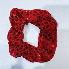 Large Green Sequin Scrunchie Hair Tie Ponytail Holder